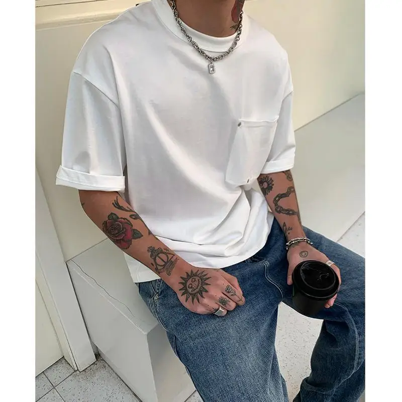 Simple style new solid color pocket design gray double yarn pure cotton short-sleeved T-shirt men Korean style fashion y2k trend
Simple style new solid color pocket design gray double yarn pure cotton short-sleeved T-shirt men Korean style fashion y2k trend