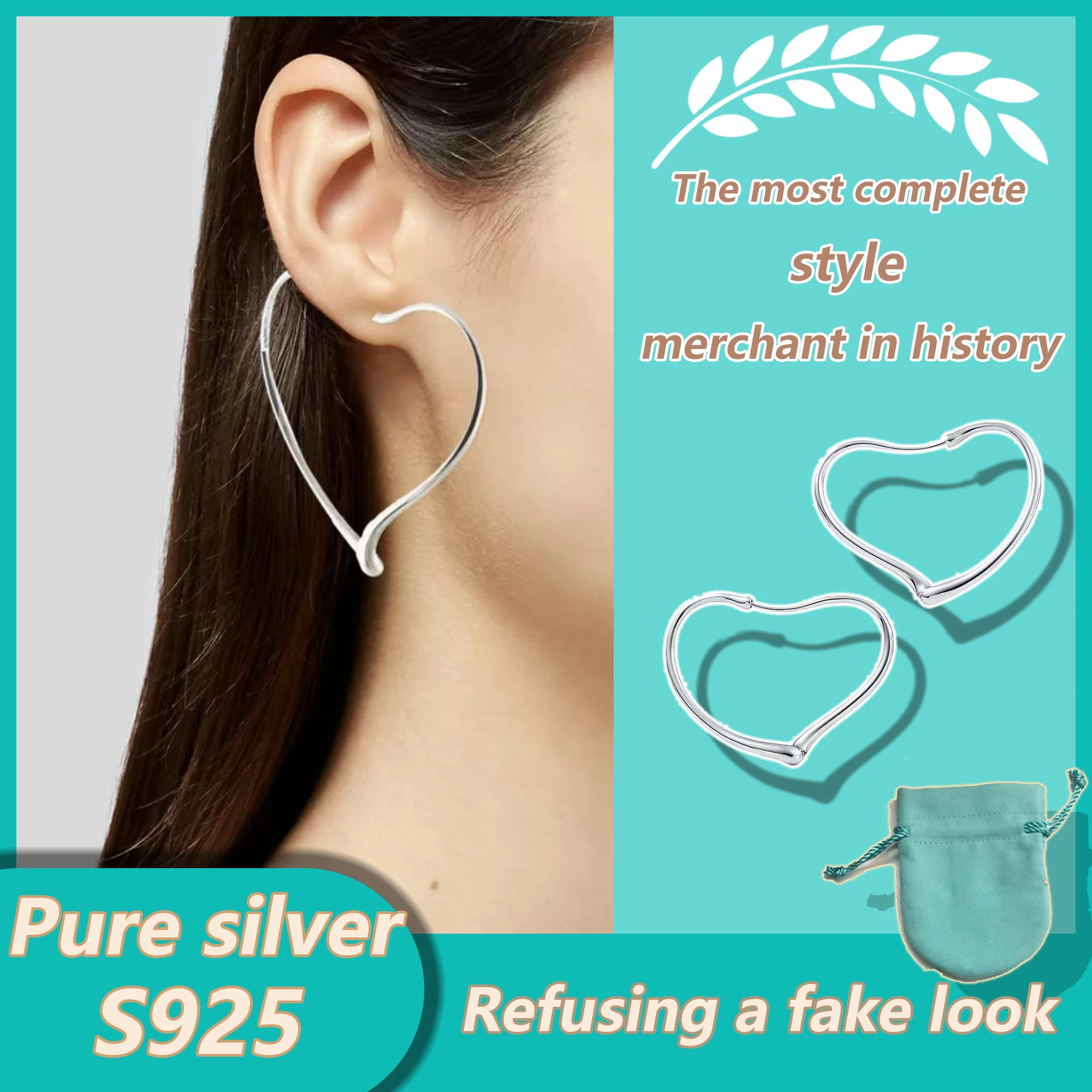 Sweet coil heart-shaped earrings made of pure silver S925, romantic smooth temperament earrings by Elsa Peretti ® series
Sweet coil heart-shaped earrings made of pure silver S925, romantic smooth temperament earrings by Elsa Peretti ® series