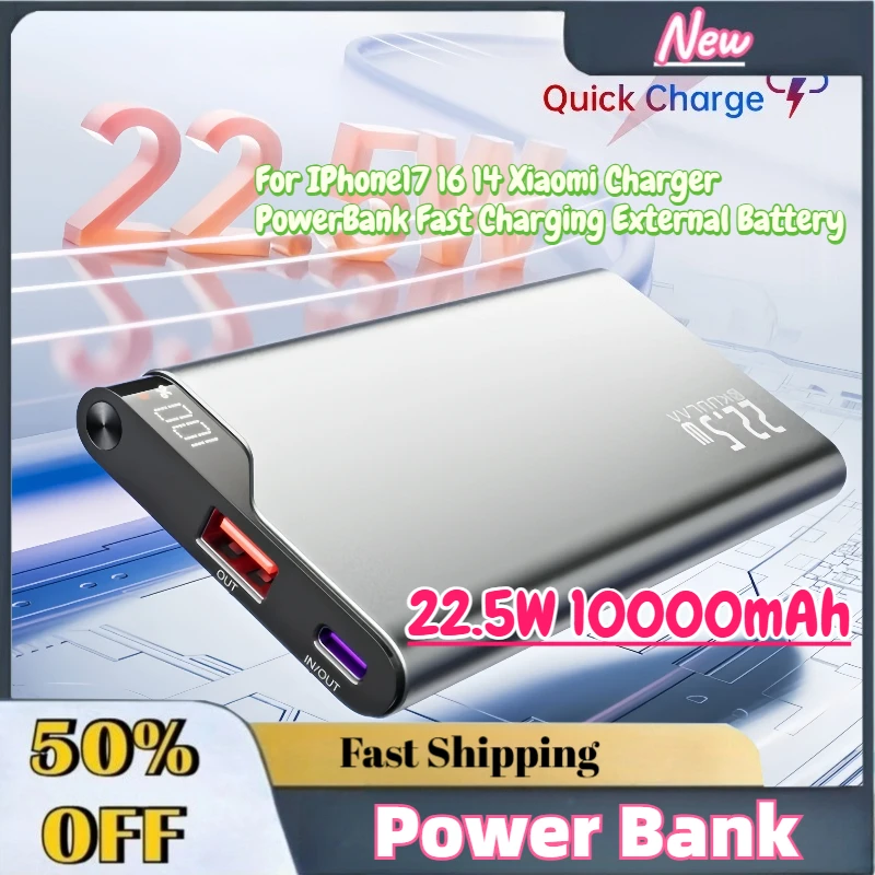 High-Quality New 22.5W 10000mAh Portable Power Bank for IPhone17 16 14 Xiaomi Charger PowerBank Fast Charging External Battery
High-Quality New 22.5W 10000mAh Portable Power Bank for IPhone17 16 14 Xiaomi Charger PowerBank Fast Charging External Battery