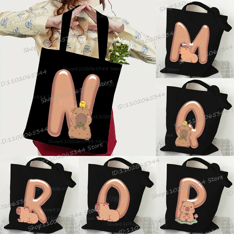 Cartoon Capybara 26 Alphabet Women's Handbags Fashion Casual Surname Letters Trend Capybara Lover Shopping Student Tote Bags
Cartoon Capybara 26 Alphabet Women's Handbags Fashion Casual Surname Letters Trend Capybara Lover Shopping Student Tote Bags
