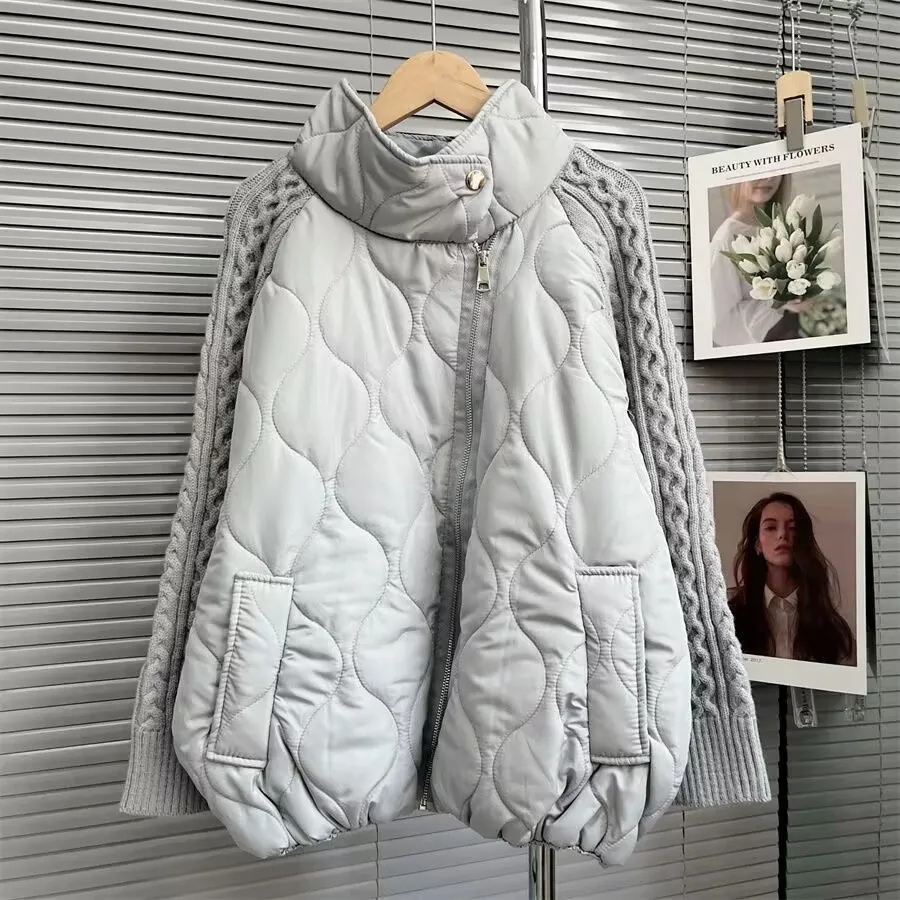 Womens Cotton Coat Stand-neck Knit Patchwork Sweater Winter
Womens Cotton Coat Stand-neck Knit Patchwork Sweater Winter