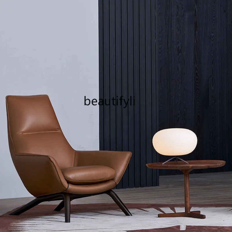 Nordic modern simple light luxury leisure lazy solid wood leather single sofa living room balcony designer single chair
Nordic modern simple light luxury leisure lazy solid wood leather single sofa living room balcony designer single chair