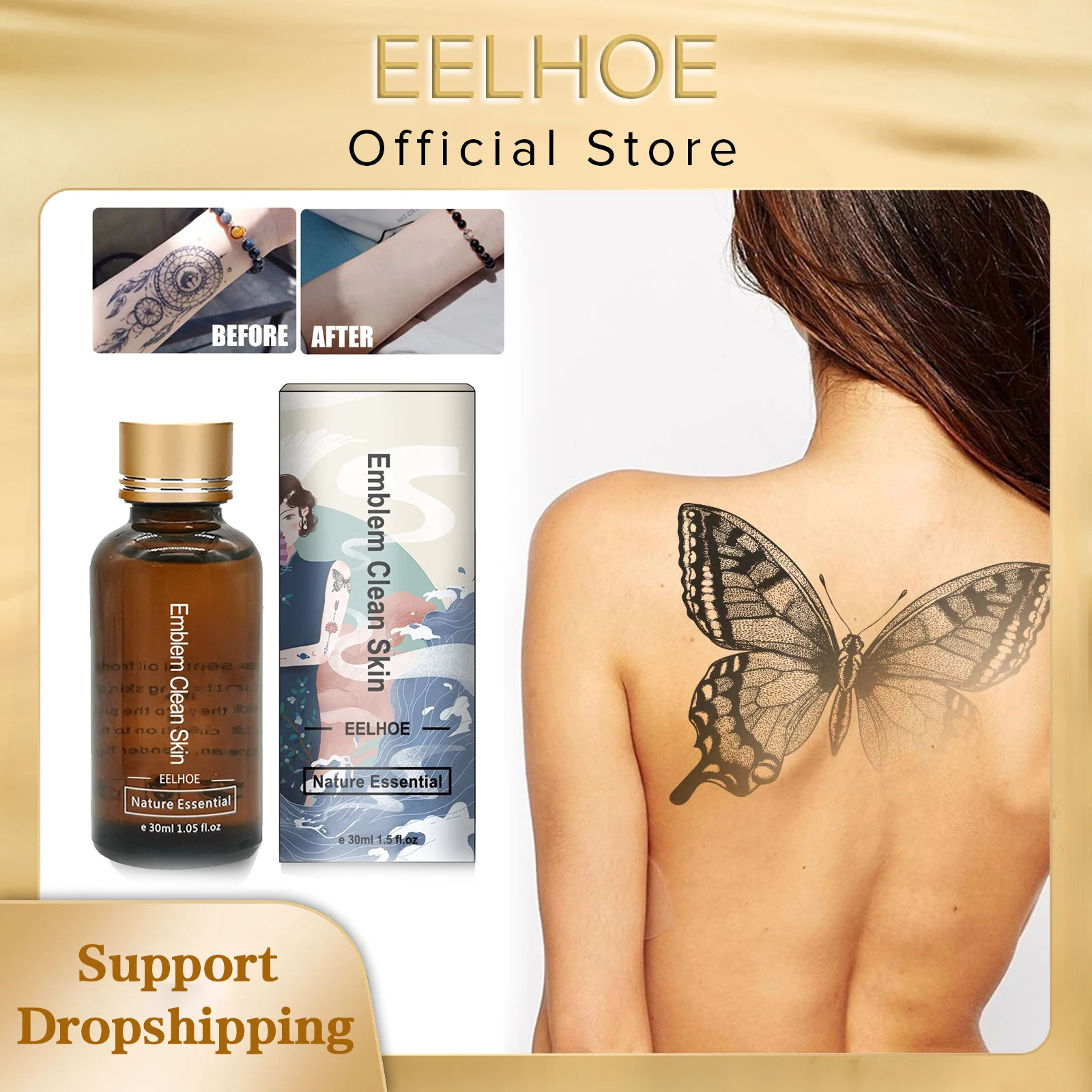 EELHOE Quick Tattoo Removal Serum Permanent Tattoo Remover Liquid Natural Painless Body Facial Pigment Fading Cleaning Skin Care
EELHOE Quick Tattoo Removal Serum Permanent Tattoo Remover Liquid Natural Painless Body Facial Pigment Fading Cleaning Skin Care