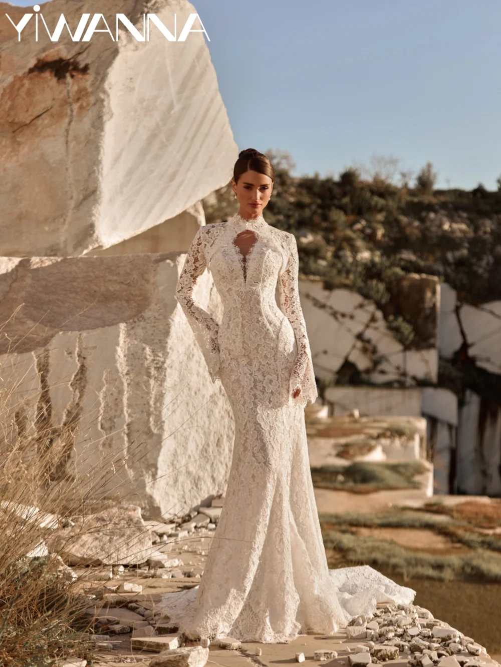 Sequined Floral Lace Wedding Dress Detachable Sleeve Modern Halter Bridal Gown Customized Open Back Mermaid Dresses For Bride
Sequined Floral Lace Wedding Dress Detachable Sleeve Modern Halter Bridal Gown Customized Open Back Mermaid Dresses For Bride