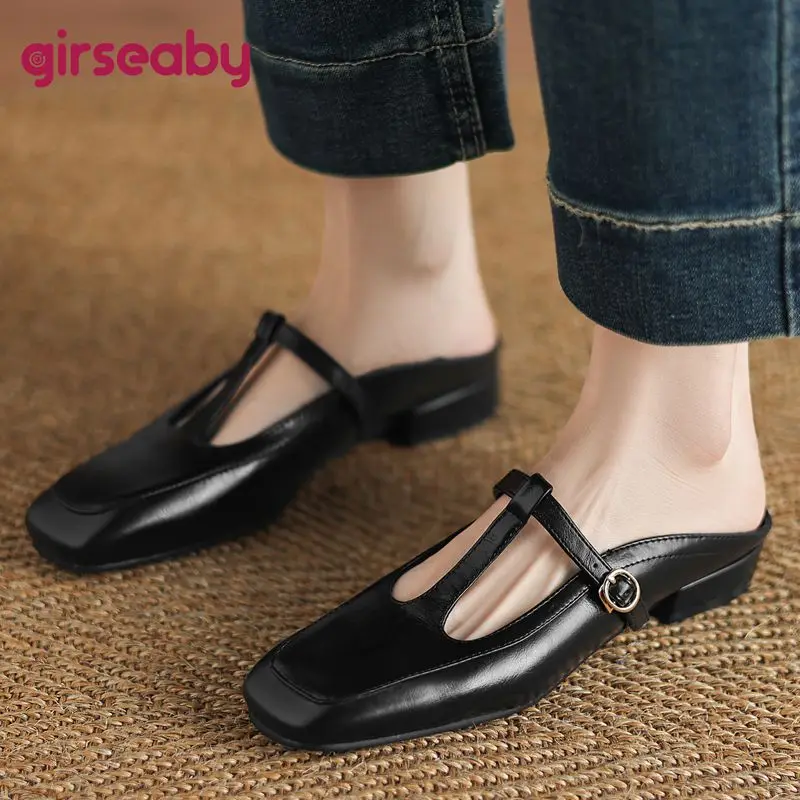 Girseaby 2025 Sweet Female Sandals Square Toe Low Heels 3.5cm Buckle T-Strap Slip On Mules Big Size 42 43 44 Soft Dating Shoes
Girseaby 2025 Sweet Female Sandals Square Toe Low Heels 3.5cm Buckle T-Strap Slip On Mules Big Size 42 43 44 Soft Dating Shoes