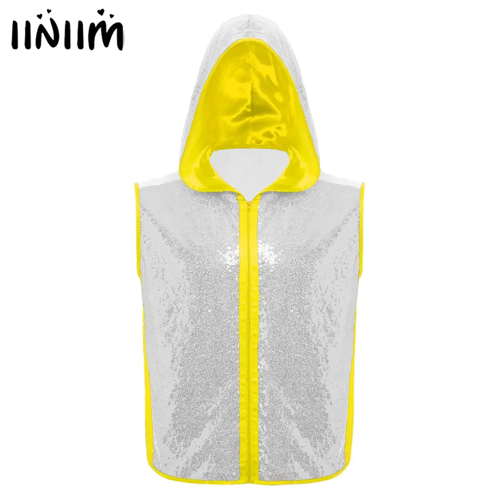 Mens Sparkly Boxing Tops Coat Jacket Sequined Sleeveless Hooded Zipper Closure Hoodie Vest for Training Fitness Bodybuilding
Mens Sparkly Boxing Tops Coat Jacket Sequined Sleeveless Hooded Zipper Closure Hoodie Vest for Training Fitness Bodybuilding