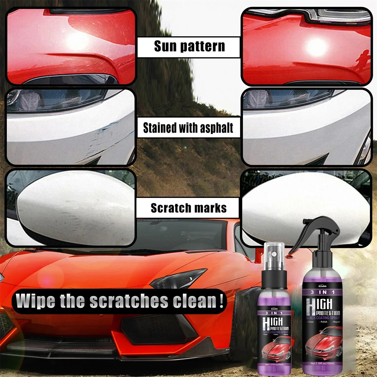 3 in 1 High Protection Quick Ceramic Coating Nano Spray Motorcycle Car Wax Polishing Spray Plastic Refresh Fast Scratch Repair
3 in 1 High Protection Quick Ceramic Coating Nano Spray Motorcycle Car Wax Polishing Spray Plastic Refresh Fast Scratch Repair
