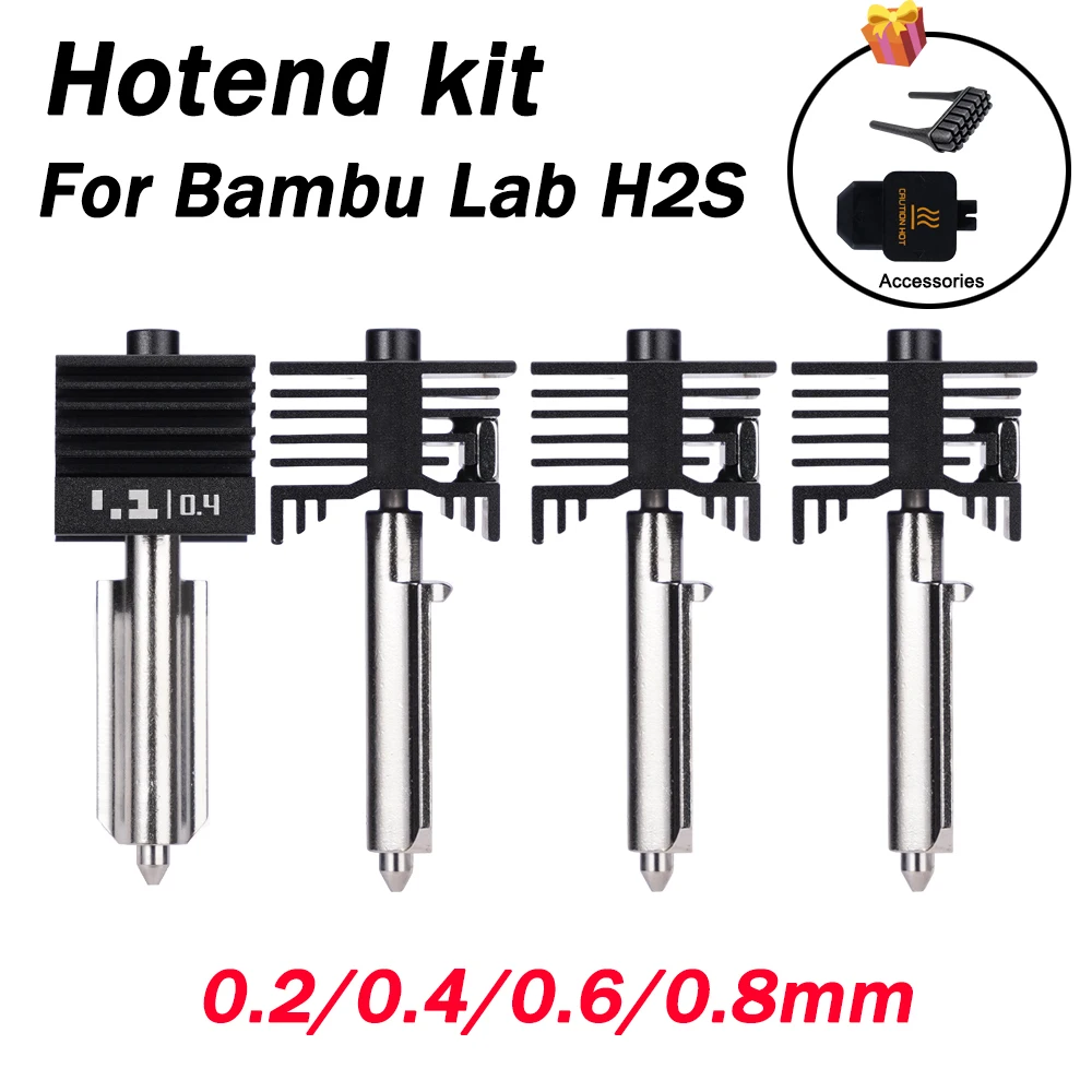 For Bambu lab H2S Standard Flow Hotend 0.4/0.6/0.8mm Hardened Steel Hotend For Bambu H2S Hotend lab 3D Printer Parts
For Bambu lab H2S Standard Flow Hotend 0.4/0.6/0.8mm Hardened Steel Hotend For Bambu H2S Hotend lab 3D Printer Parts