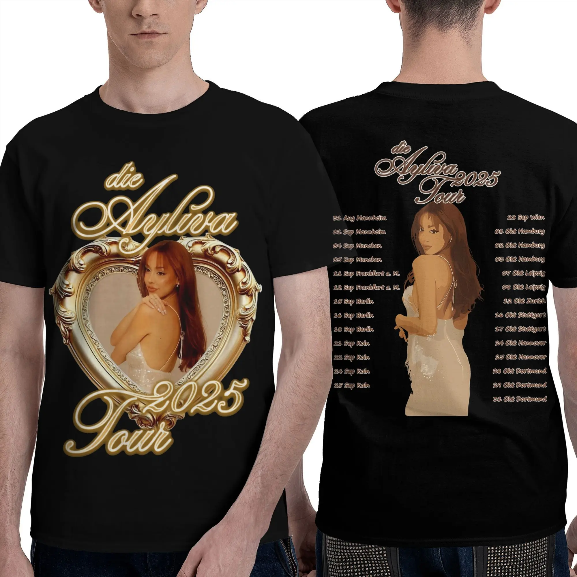 Die Ayliva Singer Tour 2025 для мужчин и женщин, футболки, аксессуары, винтажная футболка, футболка из чистого хлопка, всесезонная одежда
Die Ayliva Singer Tour 2025 для мужчин и женщин, футболки, аксессуары, винтажная футболка, футболка из чистого хлопка, всесезонная одежда