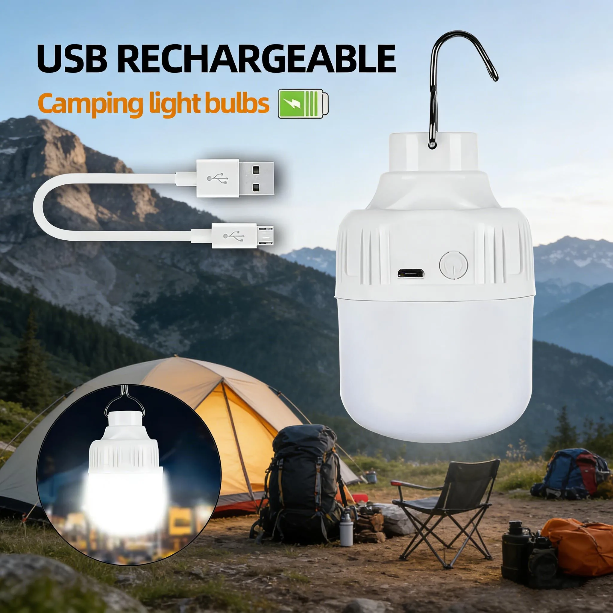 Outdoor USB Rechargeable LED Camping Lantern High Brightness Portable Tent Light with Hook for Hiking Fishing Night Use Travel
Outdoor USB Rechargeable LED Camping Lantern High Brightness Portable Tent Light with Hook for Hiking Fishing Night Use Travel