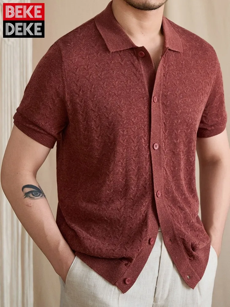 Summer Business Casual Mens Thin Style Knitted Shirt Slim Fit Solid Color Short Sleeve Single Breasted Office Men Shirts Tops
Summer Business Casual Mens Thin Style Knitted Shirt Slim Fit Solid Color Short Sleeve Single Breasted Office Men Shirts Tops