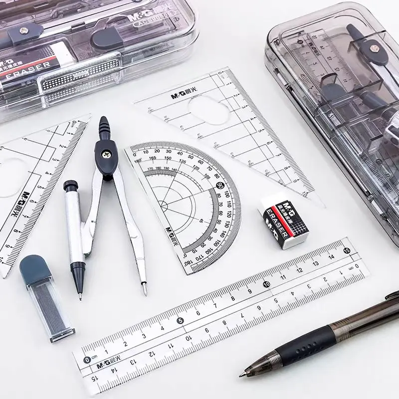 Professional 8-Piece Compass & Ruler Set, Geometry Drawing Tools in Transparent Plastic Inches, for School
Professional 8-Piece Compass & Ruler Set, Geometry Drawing Tools in Transparent Plastic Inches, for School