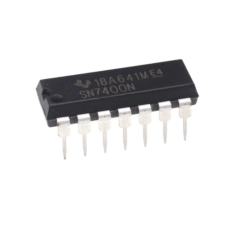 New direct insertion SN7400N 7400N logic gate with four channels and two inputs, positive and negative NAND gates DIP-14
New direct insertion SN7400N 7400N logic gate with four channels and two inputs, positive and negative NAND gates DIP-14