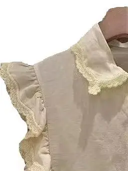 Spring/Summer Women Sleeveless Turn-down Collar Lace Ruffle Solid Shirt Single Breasted Fashion Short Blouse
Spring/Summer Women Sleeveless Turn-down Collar Lace Ruffle Solid Shirt Single Breasted Fashion Short Blouse