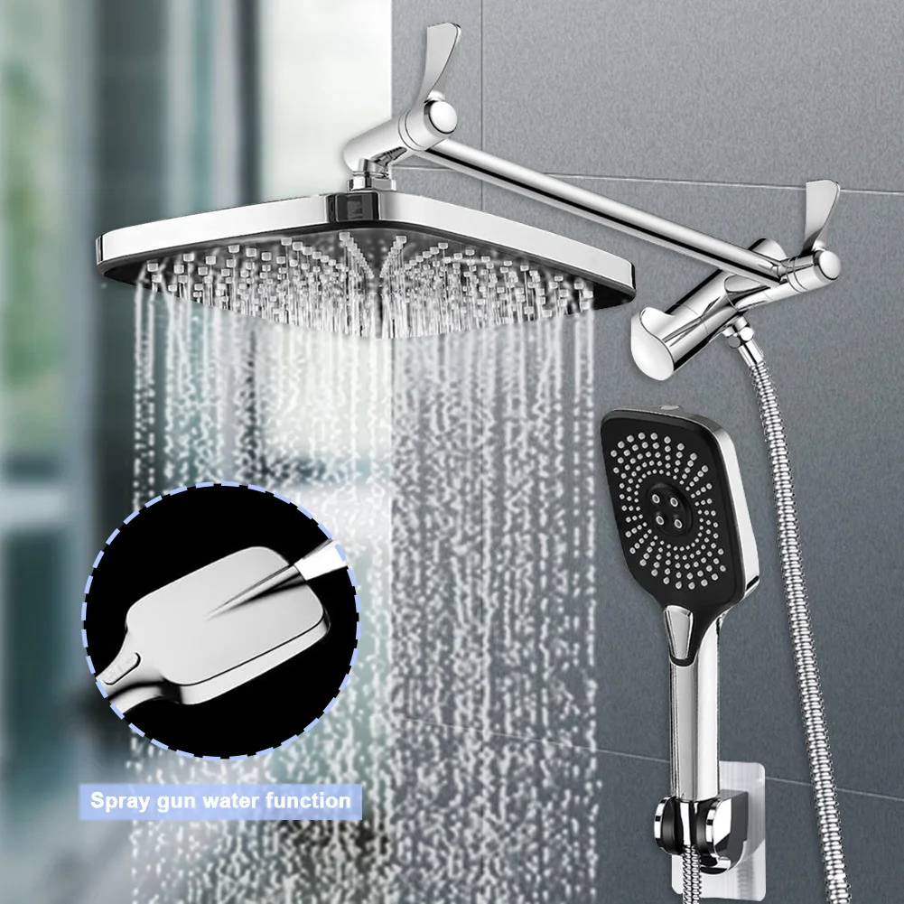12 Inches Rain Shower Head with Handheld 3-way Diverter with Adjustable Extension Arm with Lock Joint Wall-Mount Shower Set
12 Inches Rain Shower Head with Handheld 3-way Diverter with Adjustable Extension Arm with Lock Joint Wall-Mount Shower Set