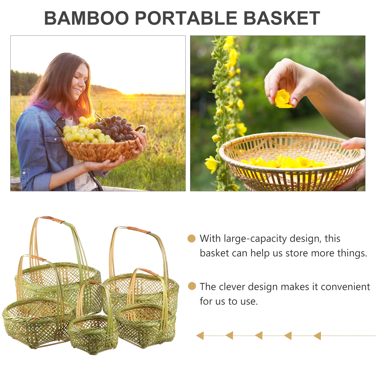 5 Pcs Organizer Storage Basket Gift Baskets Small with Handle Rattan Bamboo Handmade
5 Pcs Organizer Storage Basket Gift Baskets Small with Handle Rattan Bamboo Handmade