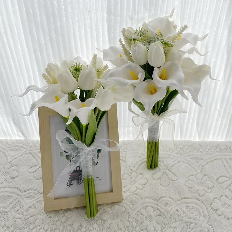 White Wedding Bouquet Artificial Flower Tulip Calla Lily Bridal Bouquets,Bridesmaids Bouquets, Ceremony, Anniversary Home Decor
White Wedding Bouquet Artificial Flower Tulip Calla Lily Bridal Bouquets,Bridesmaids Bouquets, Ceremony, Anniversary Home Decor