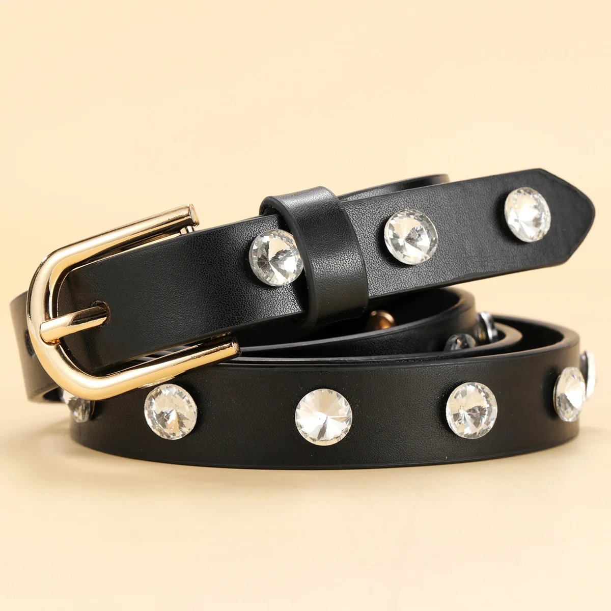PU Leather Rhinestone Pin Buckle Belt Female Korean Fashion Versatile Jeans Luxury Accessories Elegant Thin Belt
PU Leather Rhinestone Pin Buckle Belt Female Korean Fashion Versatile Jeans Luxury Accessories Elegant Thin Belt