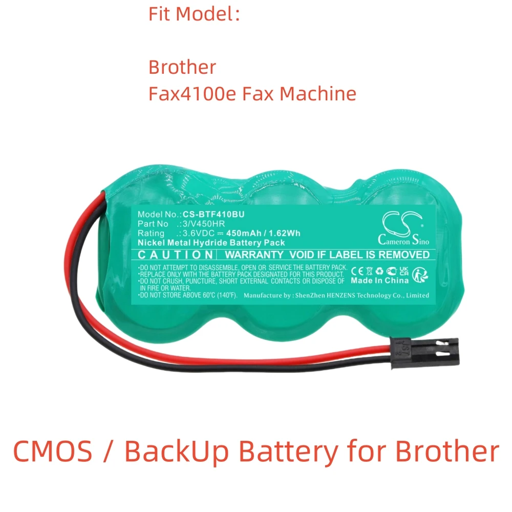 Ni-MH Battery for Brother CMOS / BackUp.3.6V,450mAh,Fax4100e Fax Machine,3/V450HR
Ni-MH Battery for Brother CMOS / BackUp.3.6V,450mAh,Fax4100e Fax Machine,3/V450HR