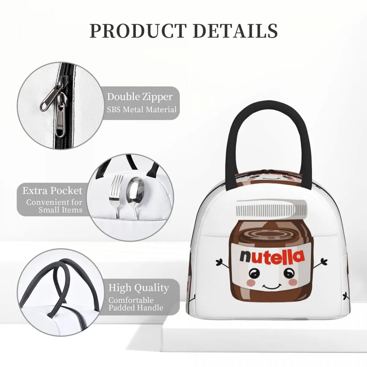 Nutella Cutie Insulated Lunch Bag for Women Children Leakproof Food Boxes Thermal Lunch Box Tote
Nutella Cutie Insulated Lunch Bag for Women Children Leakproof Food Boxes Thermal Lunch Box Tote