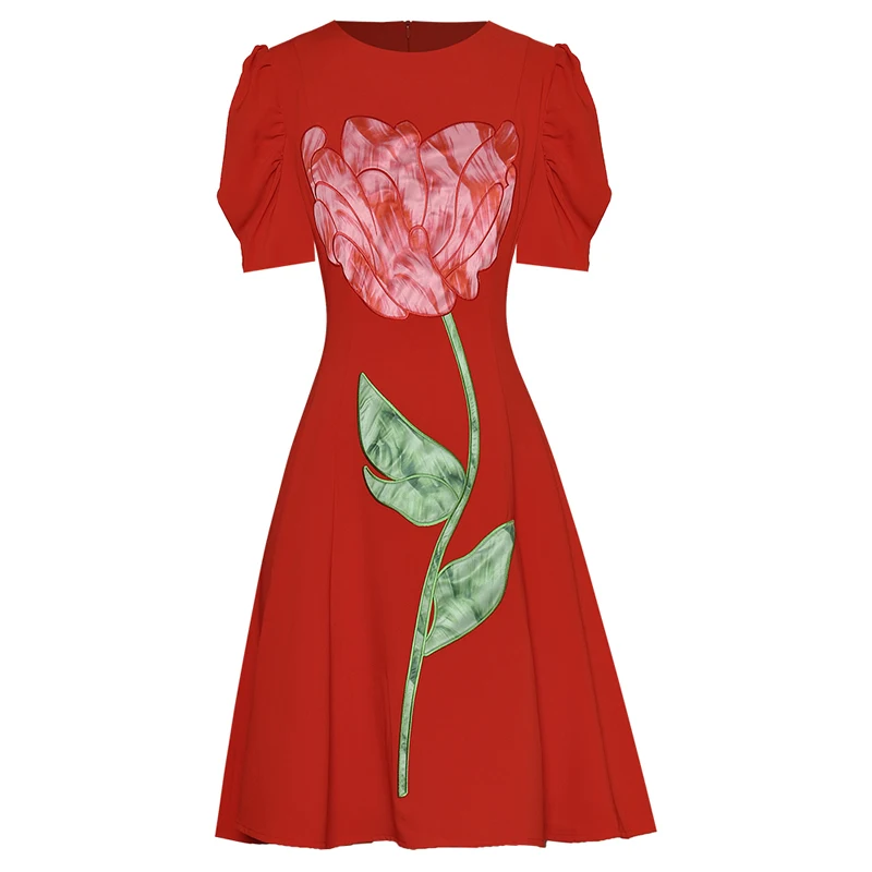 Women's Flower Appliques Dress, O-Neck, Short Sleeve, A-Line Dresses, 32007, New Fashion
Women's Flower Appliques Dress, O-Neck, Short Sleeve, A-Line Dresses, 32007, New Fashion
