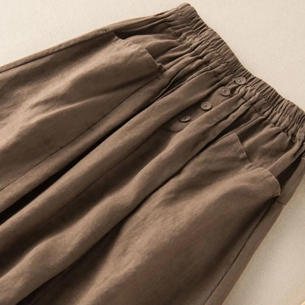 Women A-Line Retro Skirt High-Waist Elastic Waistband Pockets Buttons Decor Large Hem Midi Skirt Solid Color
Women A-Line Retro Skirt High-Waist Elastic Waistband Pockets Buttons Decor Large Hem Midi Skirt Solid Color