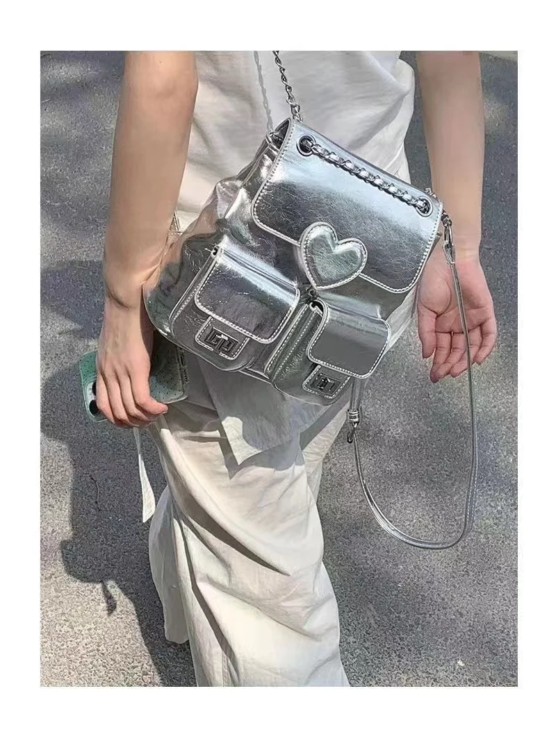 Silver Buet aped Travel Bapa Women's Faionable Versatile Chain Design Dual oulder Bag Korean Sle Leisure Purse
Silver Buet aped Travel Bapa Women's Faionable Versatile Chain Design Dual oulder Bag Korean Sle Leisure Purse