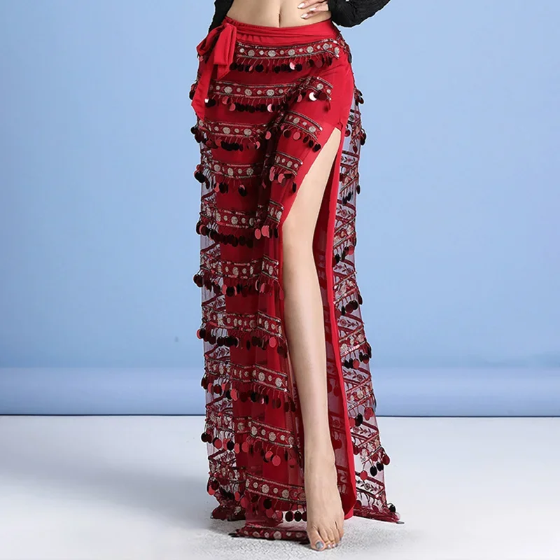 Shinny Long Skirt Sequins Wrap Mesh Base Women Belly Dance Belts Hip Scarf Side Opening Class Clothes Girls Bellydance
Shinny Long Skirt Sequins Wrap Mesh Base Women Belly Dance Belts Hip Scarf Side Opening Class Clothes Girls Bellydance
