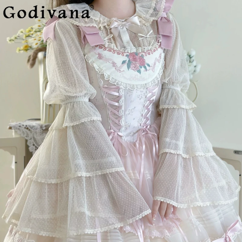 Spring Summer Elegant Girl Lolita Cute Versatile Long Sleeve Bottoming Shirt Age-reducing Light and Thin Peter Pan Collar Tops
Spring Summer Elegant Girl Lolita Cute Versatile Long Sleeve Bottoming Shirt Age-reducing Light and Thin Peter Pan Collar Tops