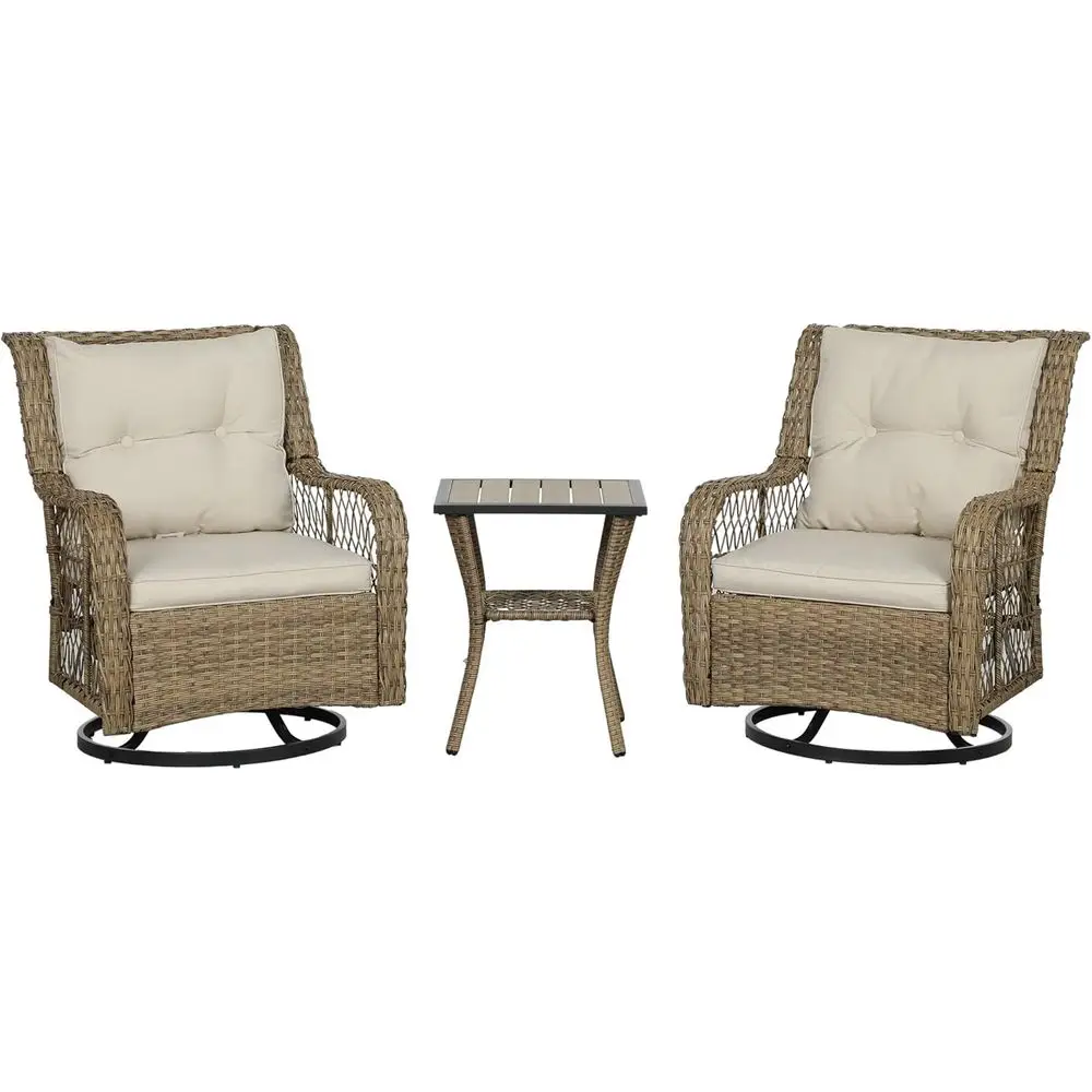 Комплект уличной мебели для бистро из 3 предметов: поворотный диван-глайдер, столик для хранения и подушки, бежевый
Комплект уличной мебели для бистро из 3 предметов: поворотный диван-глайдер, столик для хранения и подушки, бежевый