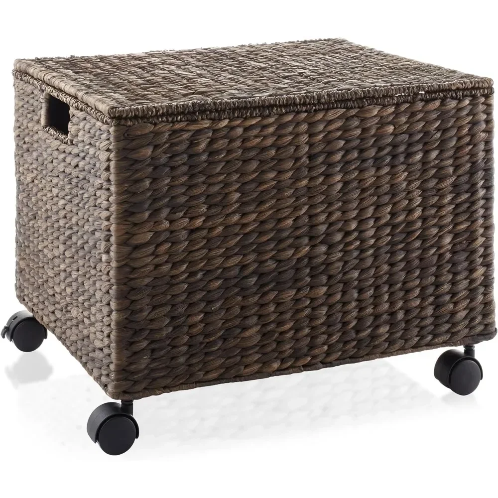 Rolling Filing Cabinet, Espresso - Water Hyacinth File Organizer with Lid and Locking Wheels, Home Office Storage
Rolling Filing Cabinet, Espresso - Water Hyacinth File Organizer with Lid and Locking Wheels, Home Office Storage