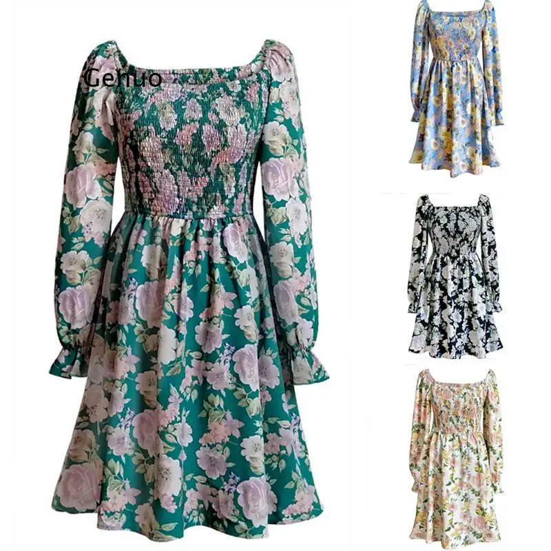 European And American Fashion Printed French Collar Dress 2022 Spring And Summer New Skirt Women
European And American Fashion Printed French Collar Dress 2022 Spring And Summer New Skirt Women