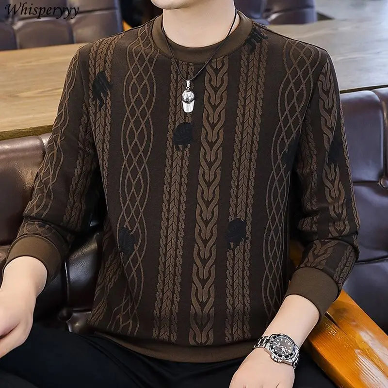 Men's O Neck Pullover Business Casual Loose Long-sleeved Tops Fashion Bottoming T-shirt Male Jacquard Pattern Sweatshirt
Men's O Neck Pullover Business Casual Loose Long-sleeved Tops Fashion Bottoming T-shirt Male Jacquard Pattern Sweatshirt