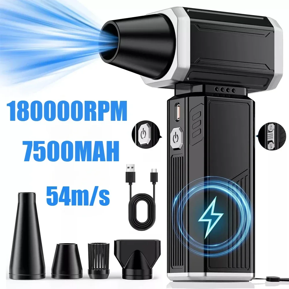 New Air Blower 180000RPM Violent Fan Brushless Turbo Jet Blower Powerful Vacuum Dust Cleaner Type-C Charging Strong Winds 54m/s
New Air Blower 180000RPM Violent Fan Brushless Turbo Jet Blower Powerful Vacuum Dust Cleaner Type-C Charging Strong Winds 54m/s