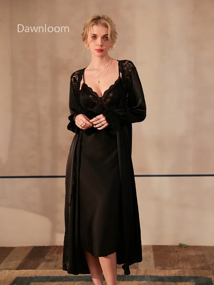 Сексуальная черная атласная ночная рубашка во французском стиле для женщин, весенне-осенняя кружевная ночная рубашка в стиле бретельки, комплект домашней одежды
Сексуальная черная атласная ночная рубашка во французском стиле для женщин, весенне-осенняя кружевная ночная рубашка в стиле бретельки, комплект домашней одежды