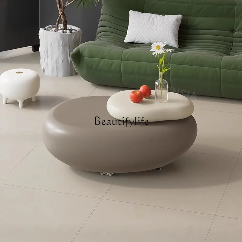 Cobble coffee table movable rotating living room light luxury high-end cream style modern creative design
Cobble coffee table movable rotating living room light luxury high-end cream style modern creative design
