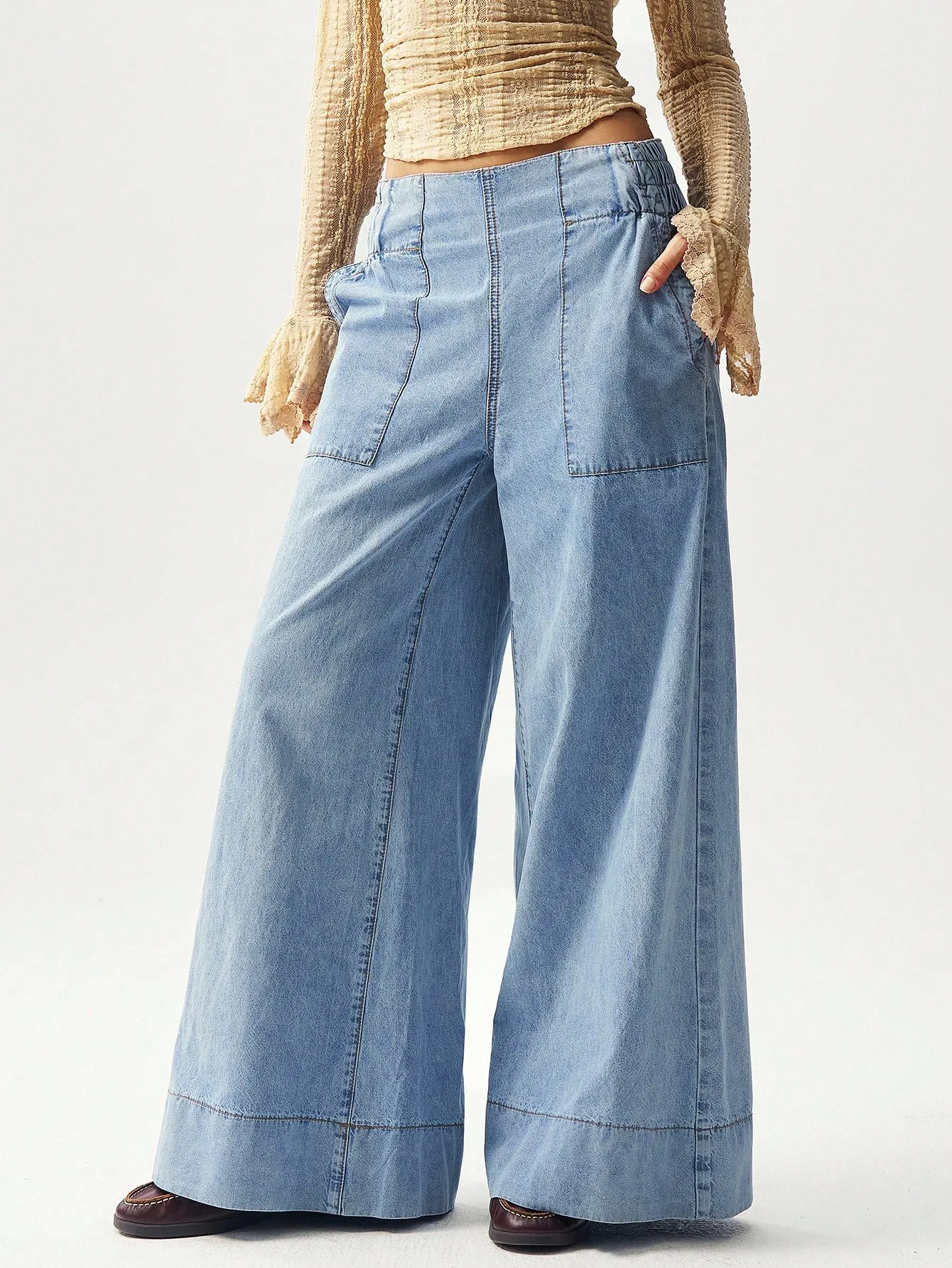 Женские джинсы с высокой талией, широкими штанинами и карманами, свободного кроя, повседневные брюки
Женские джинсы с высокой талией, широкими штанинами и карманами, свободного кроя, повседневные брюки