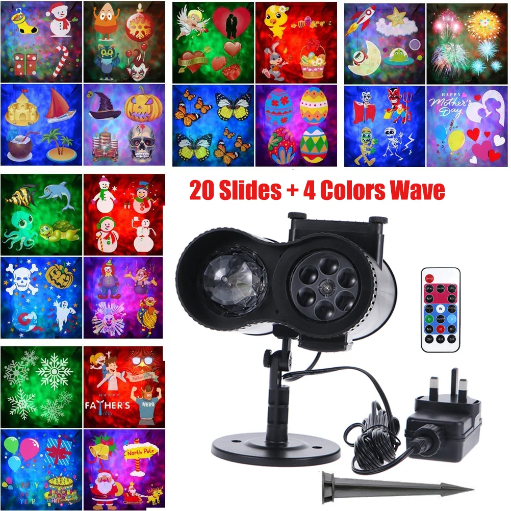 Waterproof Moving Christmas LED Projector Lights Colorful 20 Patterns 6-hole Lens Outdoor Spotlight Holiday Decoration for Lands
Waterproof Moving Christmas LED Projector Lights Colorful 20 Patterns 6-hole Lens Outdoor Spotlight Holiday Decoration for Lands