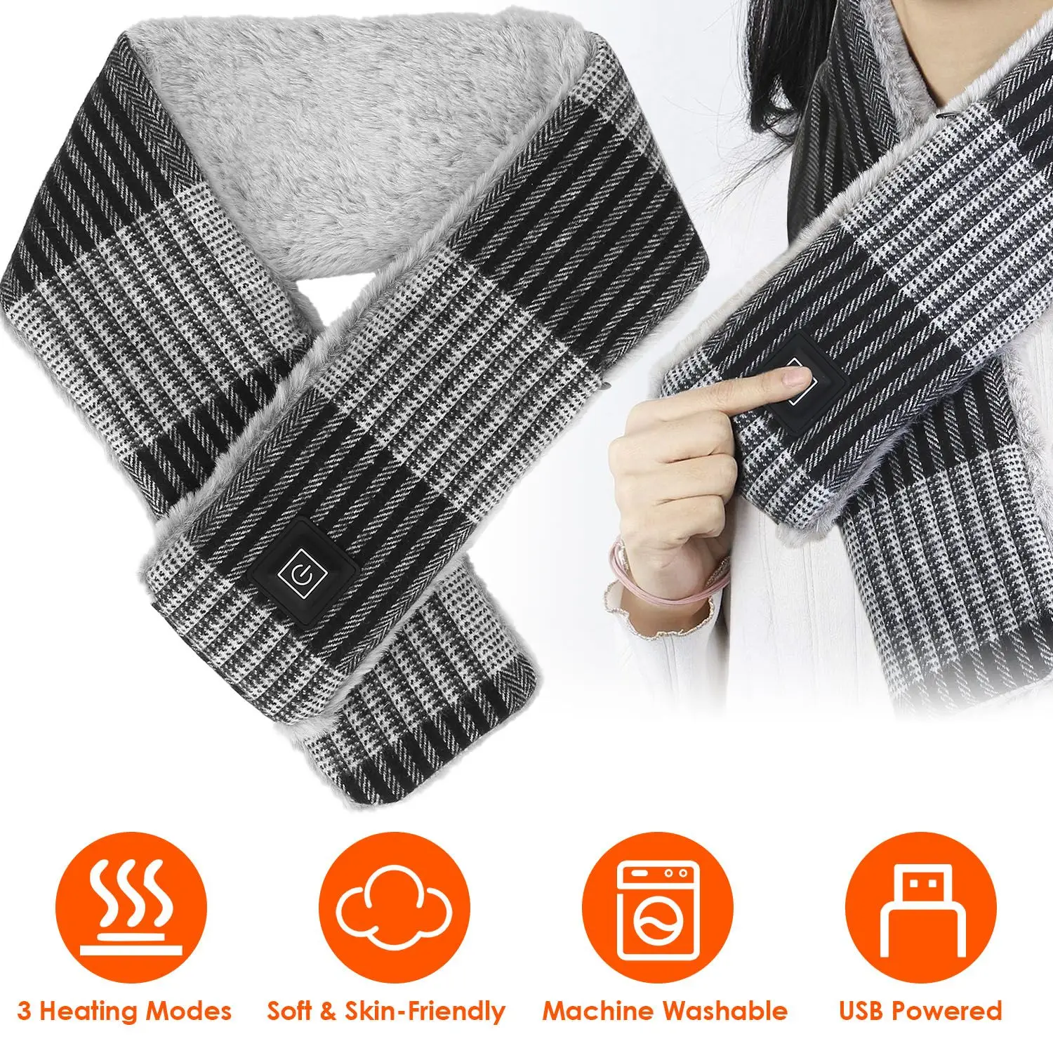 Electric Heated Scarf USB Heating Neck Wrap Unisex Winter Heated Neck Shawl Soft Warm Scarves w/ 3 Heating Modes
Electric Heated Scarf USB Heating Neck Wrap Unisex Winter Heated Neck Shawl Soft Warm Scarves w/ 3 Heating Modes