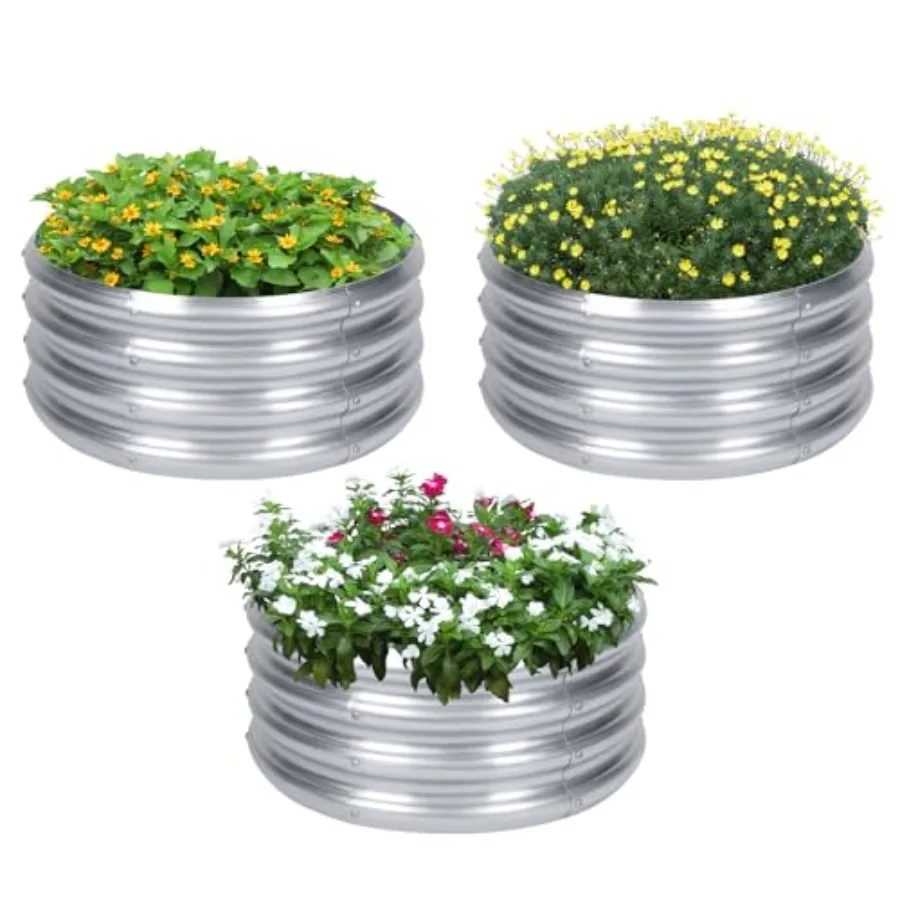 3 Pack 2x2x1ft Round Galvanized Raised Garden Bed Outdoor Silver Metal Planter Box for Vegetables Herbs Flowers
3 Pack 2x2x1ft Round Galvanized Raised Garden Bed Outdoor Silver Metal Planter Box for Vegetables Herbs Flowers