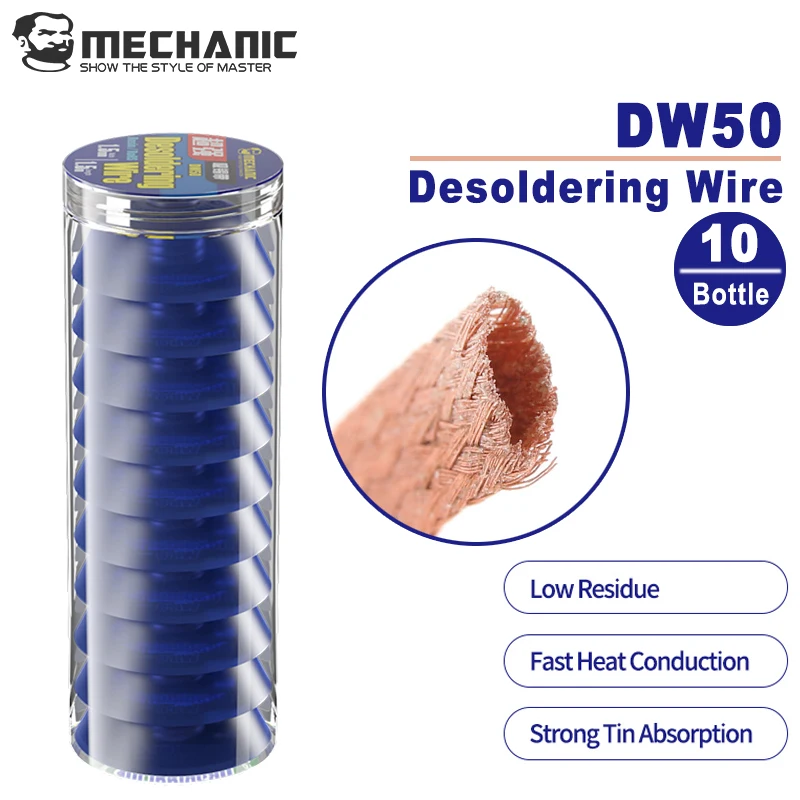 МЕХАНИК 10 шт. DW50 прочная медная проволока для распайки оплетка для припоя для удаления фитиля 1,0/1,5/2,0/2,5/3,0/3,5 мм паяльная оловянная присоска 
МЕХАНИК 10 шт. DW50 прочная медная проволока для распайки оплетка для припоя для удаления фитиля 1,0/1,5/2,0/2,5/3,0/3,5 мм паяльная оловянная присоска