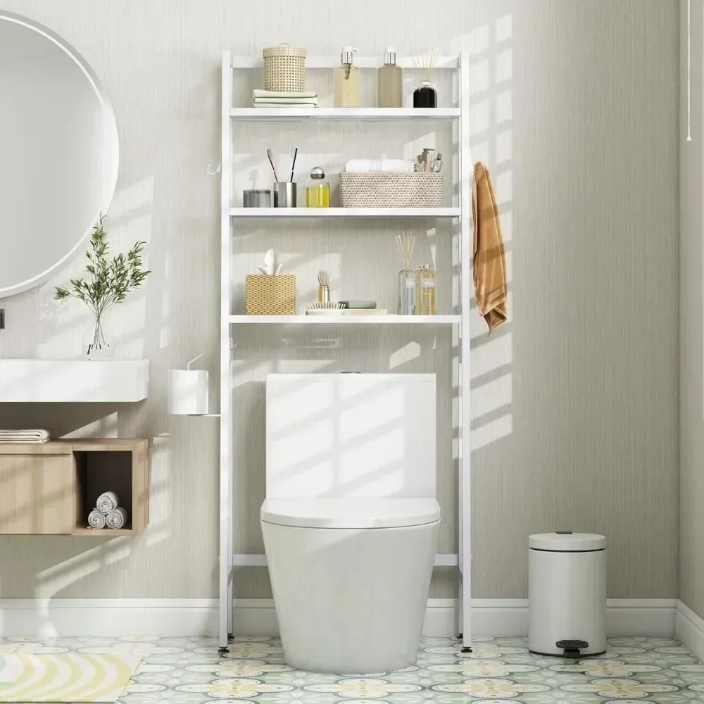Over Toilet Storage Shelf - 3-Tier Rack with Adjustable Bar, Paper Holder, Side Hooks, Metal Organizer
Over Toilet Storage Shelf - 3-Tier Rack with Adjustable Bar, Paper Holder, Side Hooks, Metal Organizer