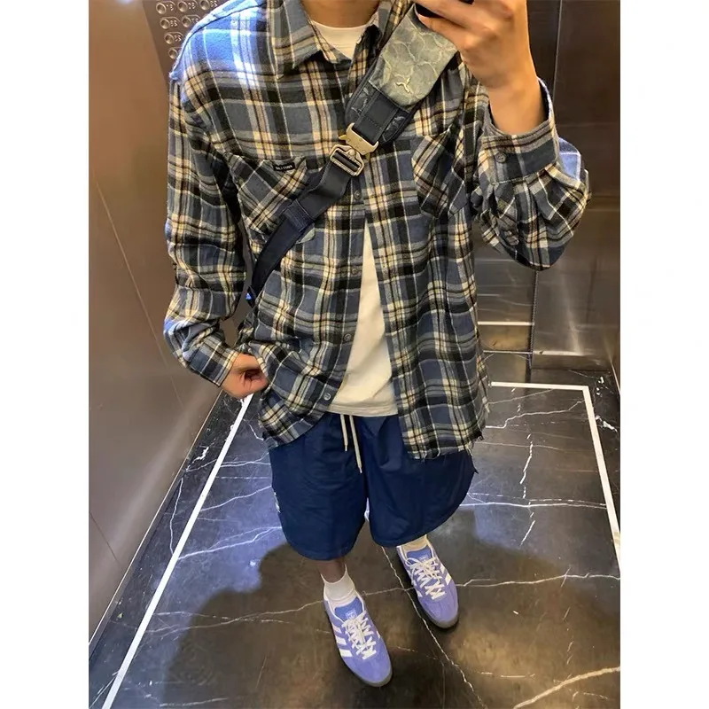Loose Fit Plaid Long Sleeve Shirt Men's Casual Style Blue Checkered Top for Autumn Winter plus Size 250 Pounds Streetwear
Loose Fit Plaid Long Sleeve Shirt Men's Casual Style Blue Checkered Top for Autumn Winter plus Size 250 Pounds Streetwear