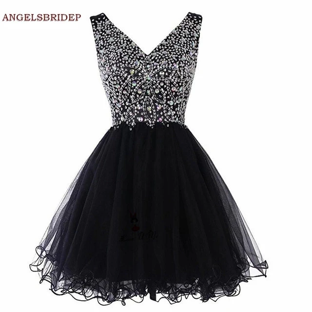 ANGELSBRIDEP V-Neck Black Homecoming Dresses Crystal Tulle Special Occasion Graduation Birthday Party Gowns Online Hot
ANGELSBRIDEP V-Neck Black Homecoming Dresses Crystal Tulle Special Occasion Graduation Birthday Party Gowns Online Hot