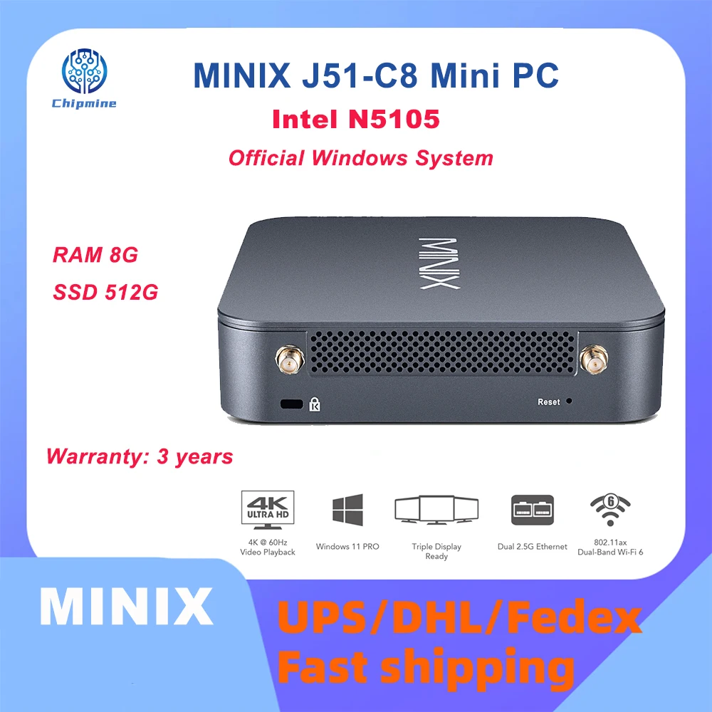 MINIX J51-C8 Max Intel N5105 игровой мини-ПК 8 ГБ 512 ГБ офисный домашний дизайн wifi6 dp DDR4 ПК Windows 11 Pro ПК
MINIX J51-C8 Max Intel N5105 игровой мини-ПК 8 ГБ 512 ГБ офисный домашний дизайн wifi6 dp DDR4 ПК Windows 11 Pro ПК