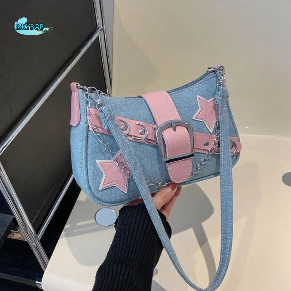 Vintage Handbag Y2k Underarm Bag Star Pattern Chain Korean Style Shoulder Bag Tote Bag Denim Tote Bag Outdoor
Vintage Handbag Y2k Underarm Bag Star Pattern Chain Korean Style Shoulder Bag Tote Bag Denim Tote Bag Outdoor