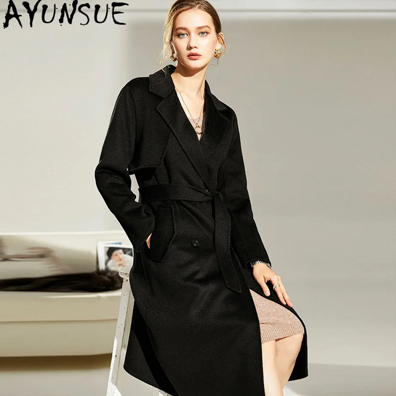 AYUNSUE Cashmere Coat Woman Stylish Autumn Winter Black Jackets Elegant Commuting Double Sided Woolen Jacket Woman Clothes
AYUNSUE Cashmere Coat Woman Stylish Autumn Winter Black Jackets Elegant Commuting Double Sided Woolen Jacket Woman Clothes