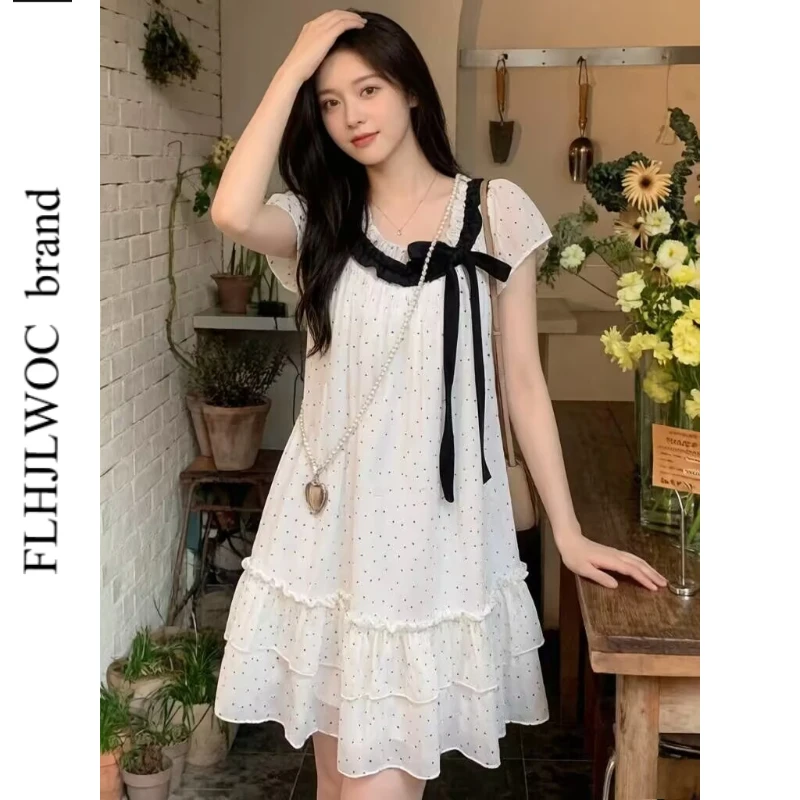 Romantic Lolita Style Cute Mini Dresses New Year 2026 Summer Short Sleeve Patchwork Ruffles Layer Polka Dot Bow Tie Shirt Dress
Romantic Lolita Style Cute Mini Dresses New Year 2026 Summer Short Sleeve Patchwork Ruffles Layer Polka Dot Bow Tie Shirt Dress
