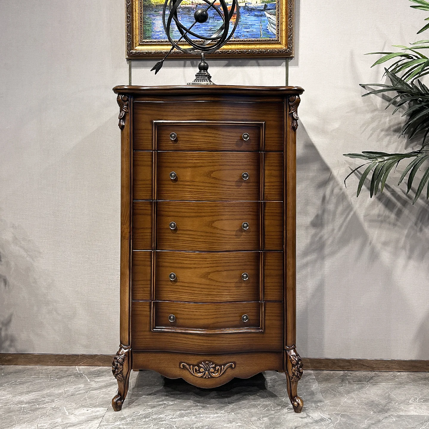 American country style bedroom retro chest of drawers solid wood European style living room entrance drawer storage 5 bucket
American country style bedroom retro chest of drawers solid wood European style living room entrance drawer storage 5 bucket