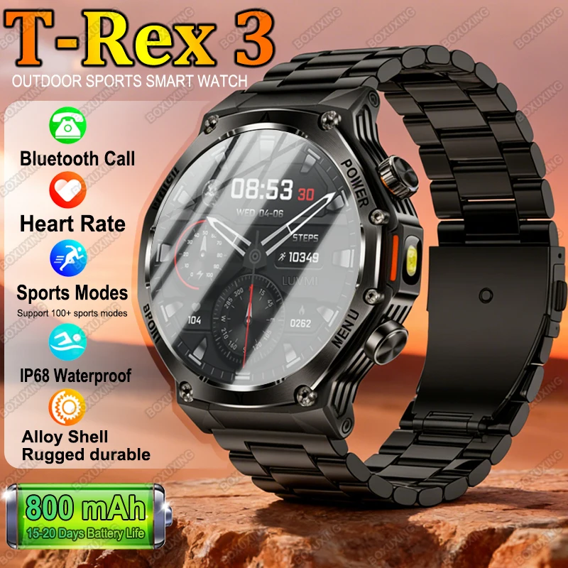 T-Rex 3 Smart Watch IP68 Waterproof 800mAh Battery Bluetooth Call Heart Rate Men Flashlight 2026 New Military Sports Smartwatch
T-Rex 3 Smart Watch IP68 Waterproof 800mAh Battery Bluetooth Call Heart Rate Men Flashlight 2026 New Military Sports Smartwatch